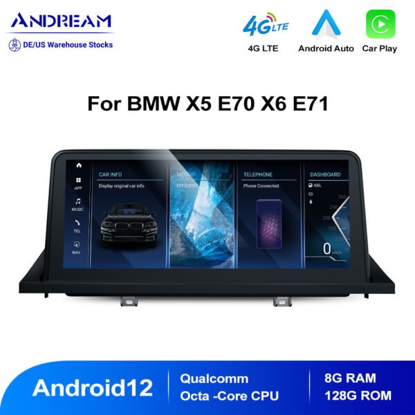 Tuning solution  10.25" Android 12.0 8G+128G Qualcomm Octa-core MultiMedia For BMW X5 E70 X6 E71 2007-2014 Car Radio Bluetooth Smart Navigation Video Player