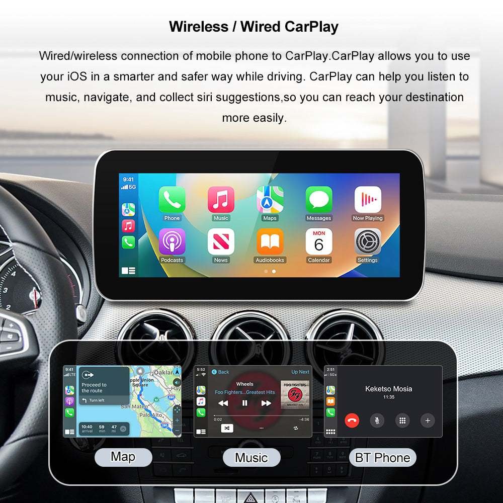 Tuning solution Wireless Carplay/Android Auto 10.25'' 12.3 '' Touchscreen Multimedia For Mercedes Benz NTG5.0/NTG5.1/NTG5.2 B E C GLE W167 W212 W246 W205 W176 - Image 3
