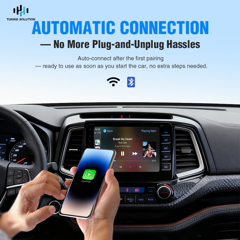 The 2-in-1 adapter for CarPlay and Android Auto converts a wired connection into a wireless one and is compatible via USB with vehicles that have CarPlay or Android Auto. - Image 4