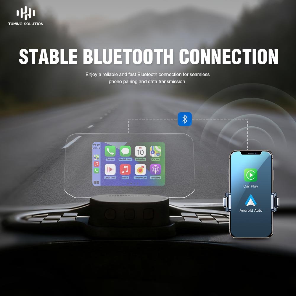CarPlay-T300 HUD: Head-up display for Apple CarPlay – full compatibility with apps, navigation, calls and music always visible, controlled by voice. - Image 2