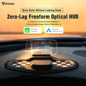 Smart HUD Supports Wireless CarPlay/Android Auto Voice & Button Remote Control Real-Time Navigation Music Playback Universal Fit for All Cars