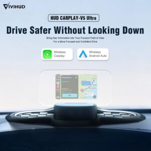 Smart HUD Supports Wireless CarPlay/Android Auto Voice & Button Remote Control Real-Time Navigation Music Playback Universal Fit for All Cars