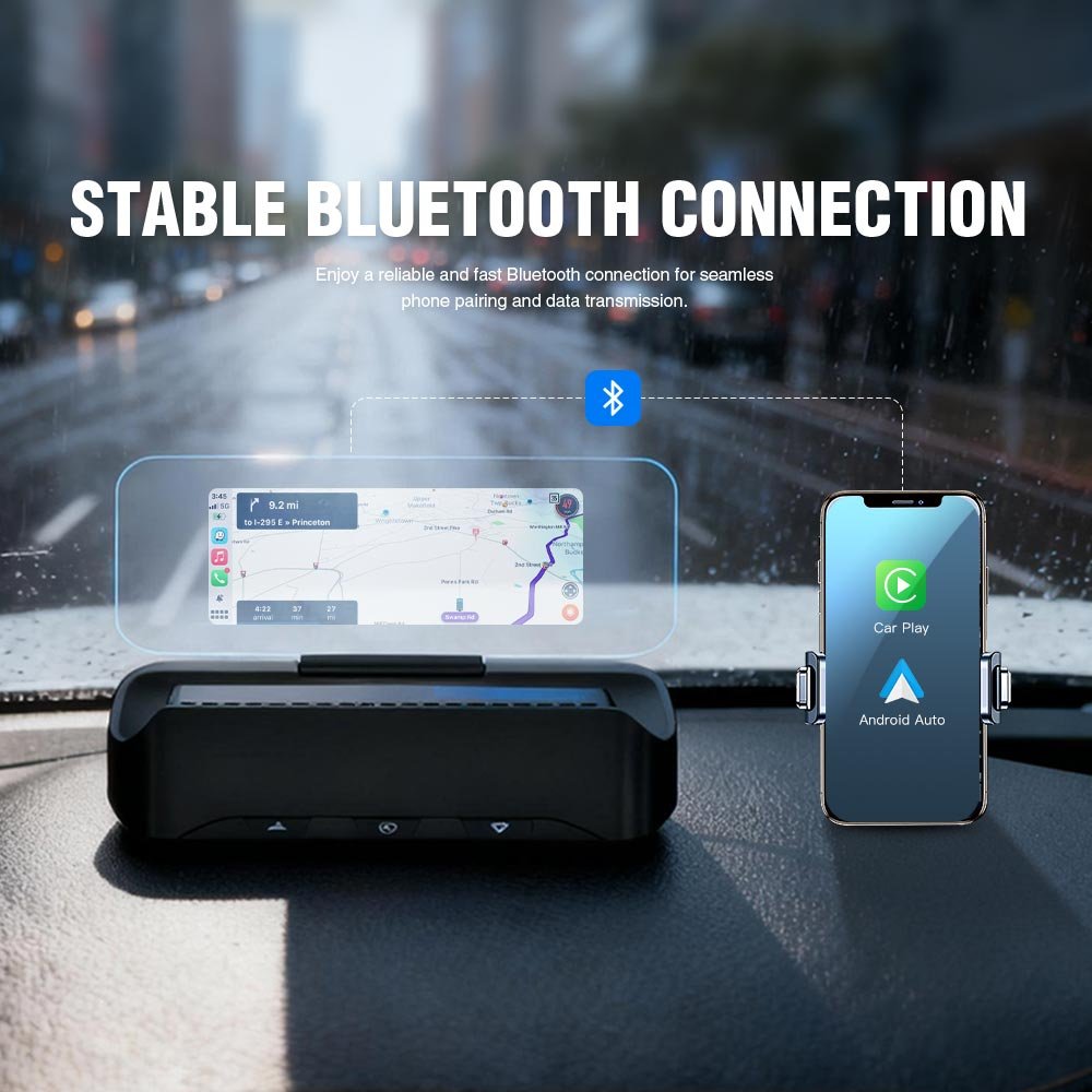 Wireless CarPlay & Android Auto Dual-System HUD High-Definition Projection Navigation Bluetooth Music Remote Control Stay Focused While Driving - Image 2